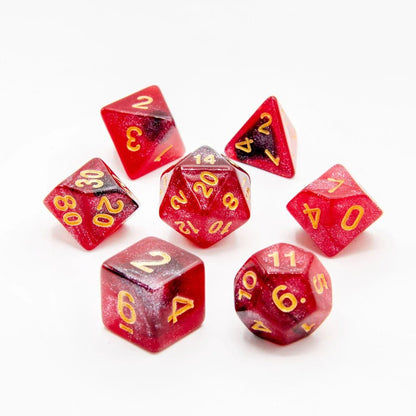 Crimson Stardust | Acrylic Dice | 7 Piece Set - Tabletop Dominion - We Print Miniatures