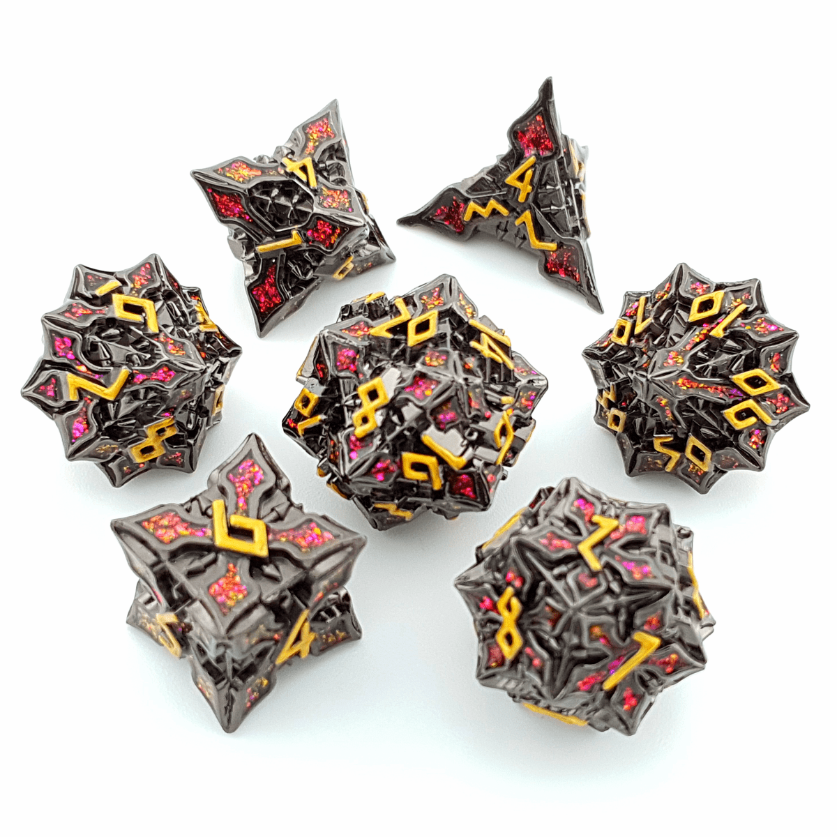 Crimson Thorn | Solid Metal Dice | 7 Piece Set - Tabletop Dominion - We Print Miniatures