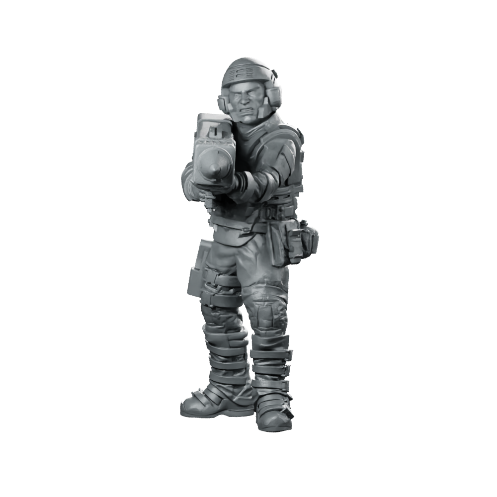Cristoph Spaceborne Defender D Shock Trooper Gunner Miniature 360 Spin 01