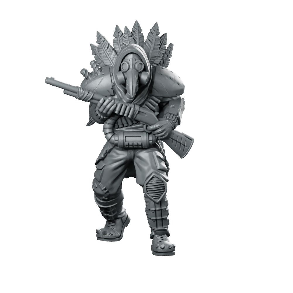 Wasteland CrowEyes Miniature Bounty Hunter Gas Mask Rifle Miniature 360 Spin 01