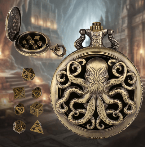 Cthulhu's Grasp | Pocket Watch Case | Ancient Gold - Tabletop Dominion - We Print Miniatures