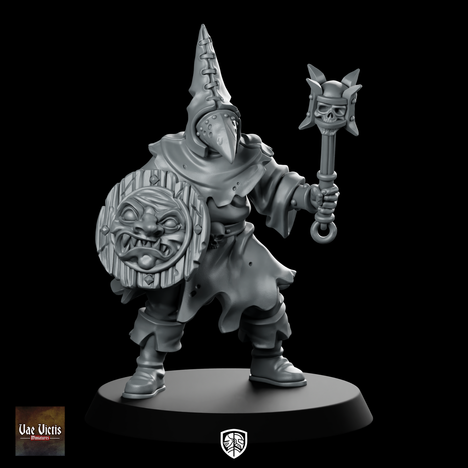 Cultist 02 Chaos Miniature Spiked Mace Shield Zealot