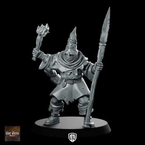 Cultist 08 Chaos Miniature Hooded Zealot Spearman Acolyte - Vae Victis - We Print Miniatures