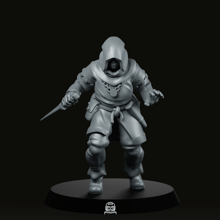 Cultist Operative Miniature with Hood and Dagger | Sci‑Fi Villain NPC