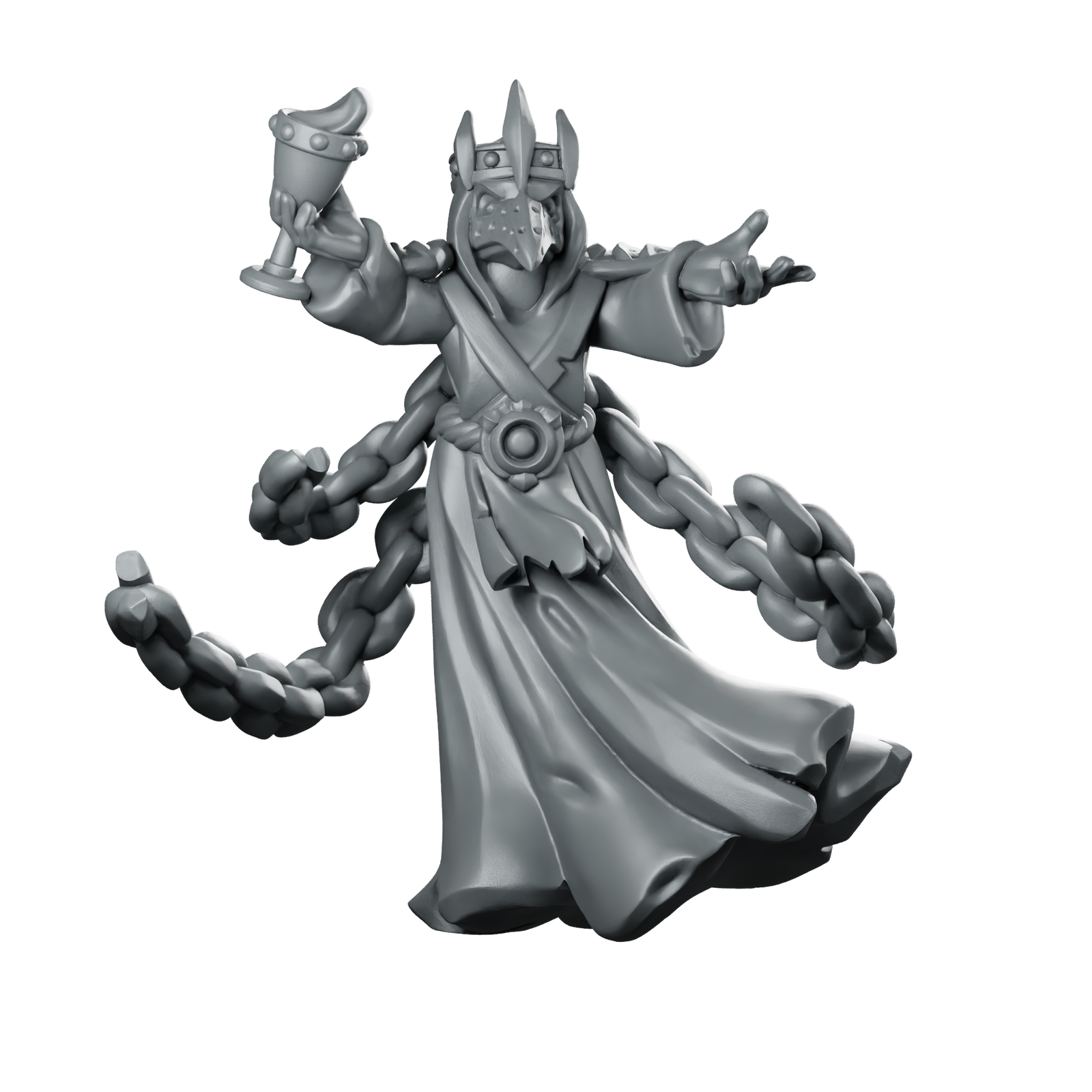 Cultist Caster Miniature Chain Sorcerer Miniature 360 Spin 01