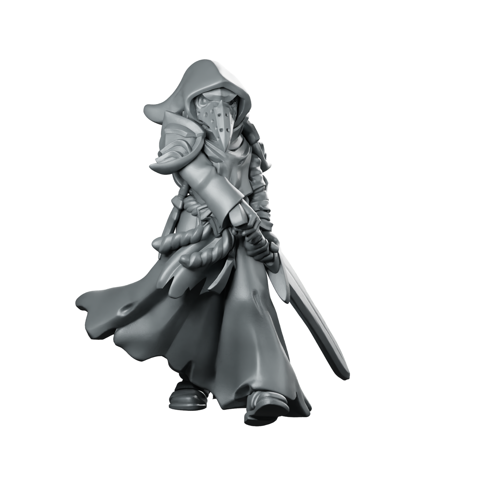 Cultist LongSword Miniature Plague Doctor Assassin Miniature 360 Spin 01