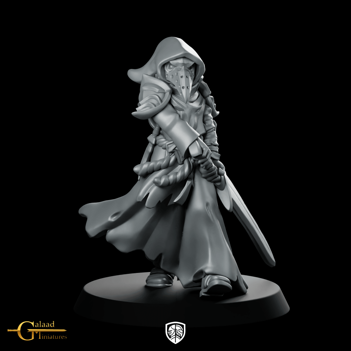 Cultist LongSword Miniature Plague Doctor Assassin - Galaad - We Print Miniatures