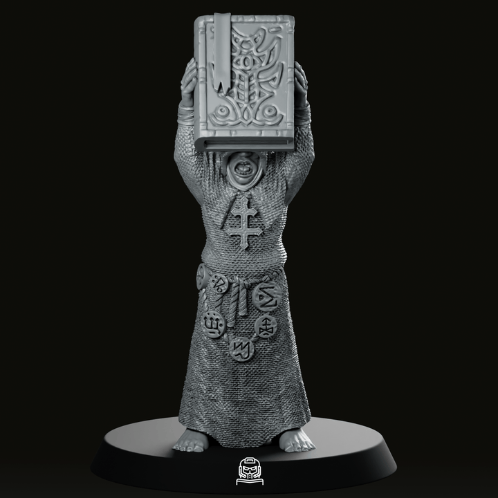 Trench Cultist With Book Miniature Zealot Priest Tome
