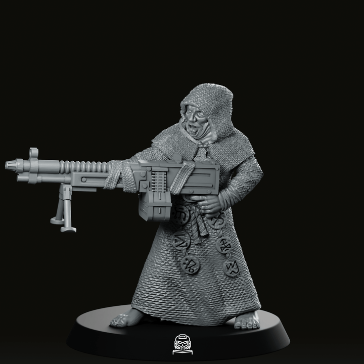 Trench Cultist With Machinegun Miniature Grimdark Trenchwarfare Resin