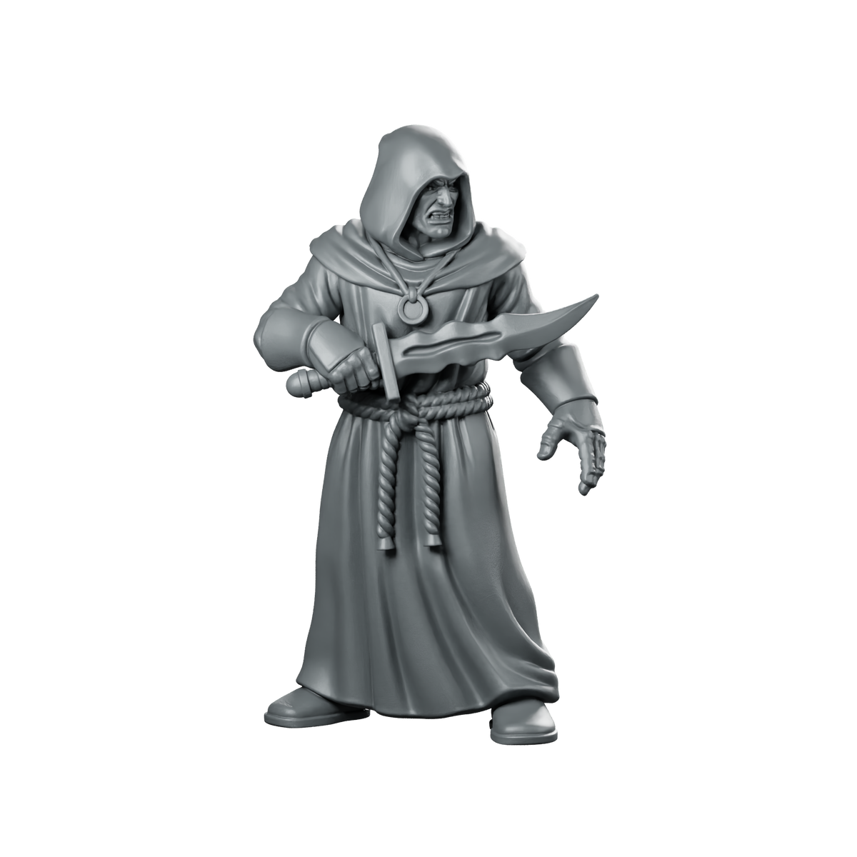 Cultist With Ritual Dagger Miniature Hooded Robed Miniature 360 Spin 01