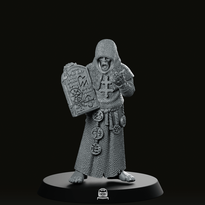 Trench Cultist With Stone Miniature Hooded Rune Priest