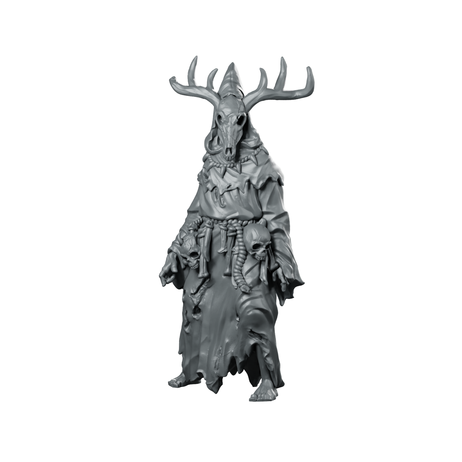 Cultist1 Miniature Antlered Skull Cultist Robed Miniature 360 Spin 01