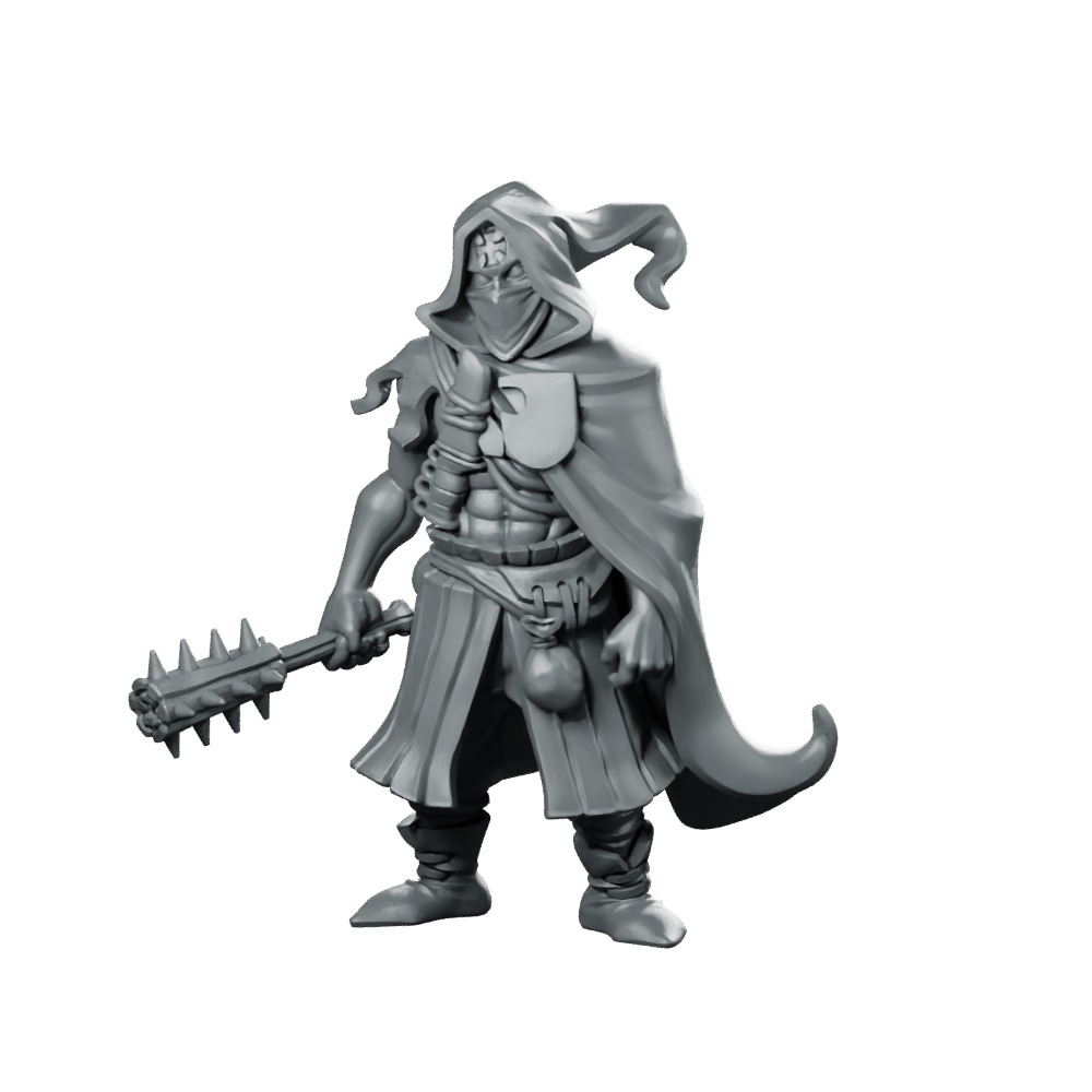 Cut Throat Miniature Masked Mercenary Spiked Mace - Vae Victis - We Print Miniatures