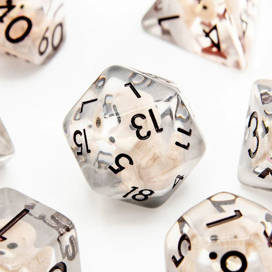 Cute Dogs | Resin Inclusion Dice | 7 Piece Set - Tabletop Dominion - We Print Miniatures