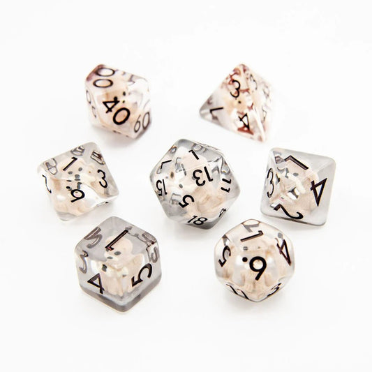 Cute Dogs | Resin Inclusion Dice | 7 Piece Set - Tabletop Dominion - We Print Miniatures