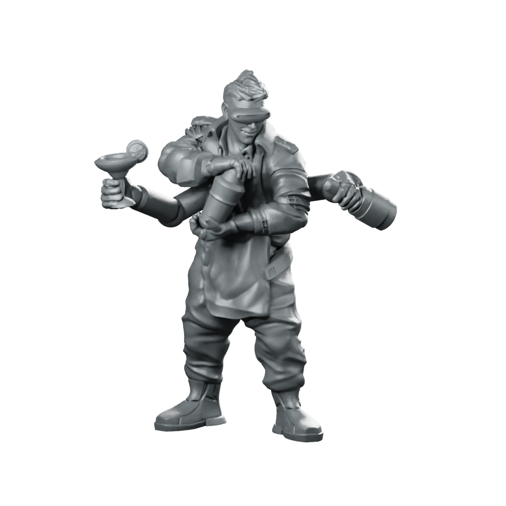 Cyber Bartender Cyborg Bartender Miniature 360 Spin 01
