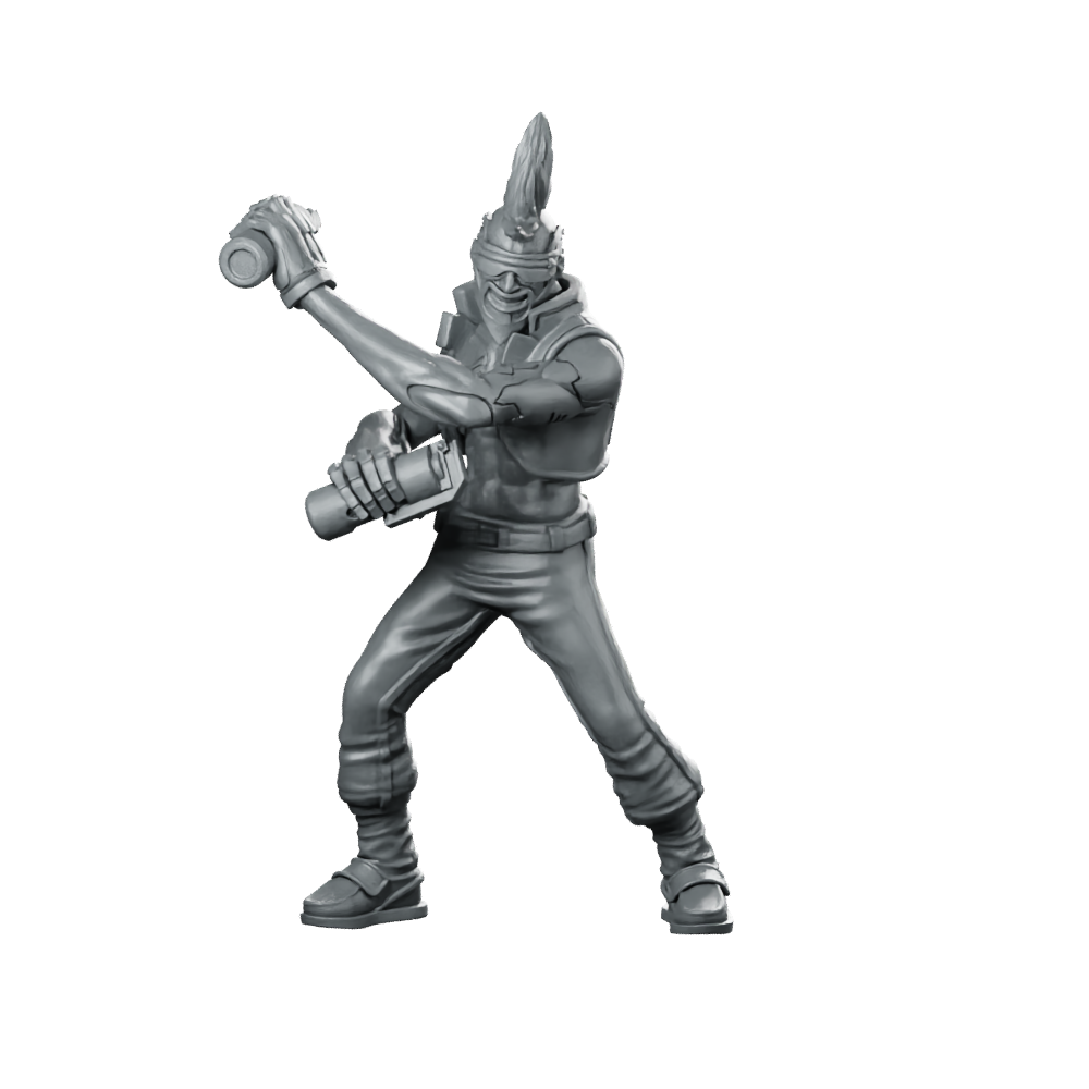 Cyber Crazy Bomber Ronron Punk Brawler Miniature 360 Spin 01