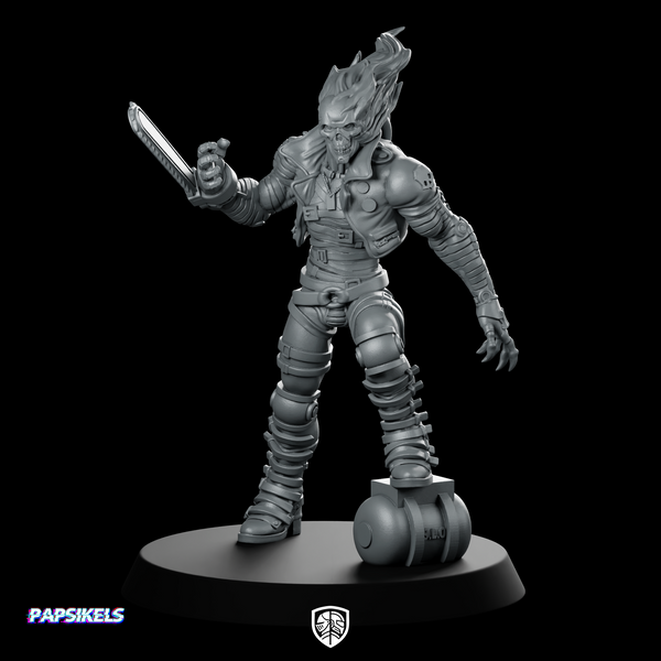 Cyber Death Rider Flaming Skull Cyborg