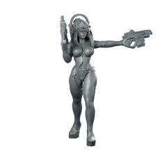 Janela Doll Cyber Babe Miniature Cyberpunk Raygun Assassin Miniature 360 Spin 01