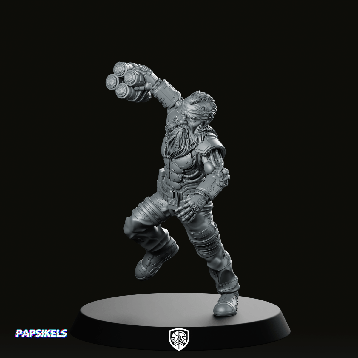 Cyber Dwarf Alchemist 3 Miniature Sci - Fi Chemist - Papsikels Miniatures - We Print Miniatures