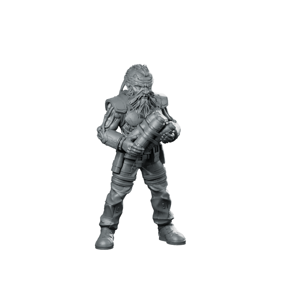Cyber Dwarf Alchemist Miniature Sci - Fi Chemist - Papsikels Miniatures - We Print Miniatures