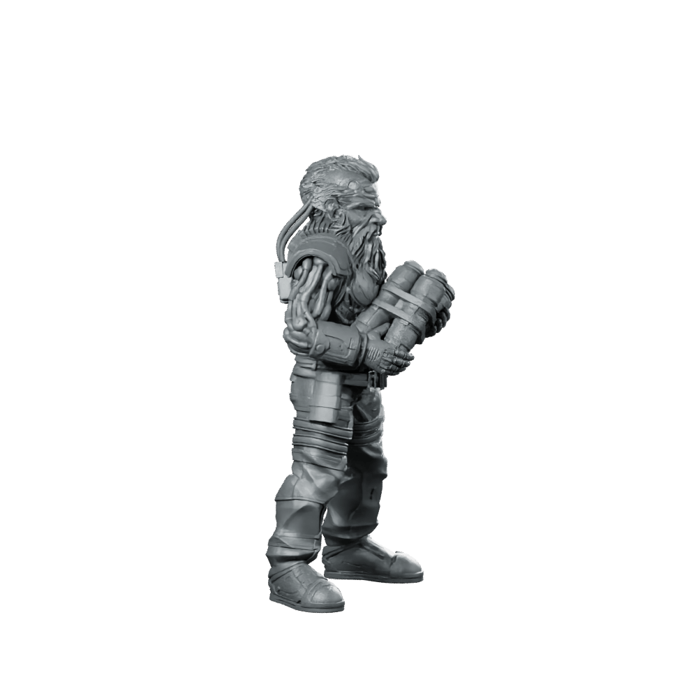 Cyber Dwarf Alchemist Miniature Sci - Fi Chemist - Papsikels Miniatures - We Print Miniatures