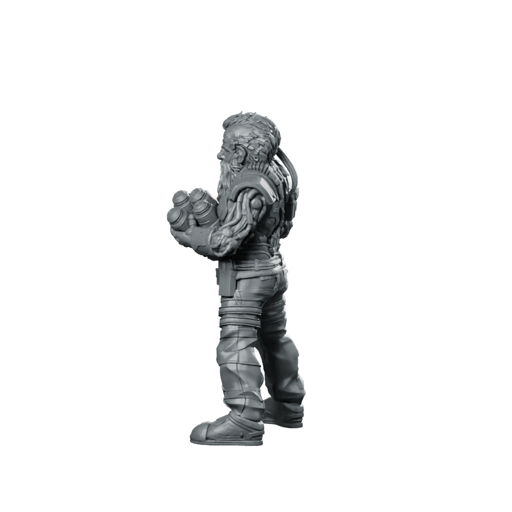 Cyber Dwarf Alchemist Miniature Sci - Fi Chemist - Papsikels Miniatures - We Print Miniatures