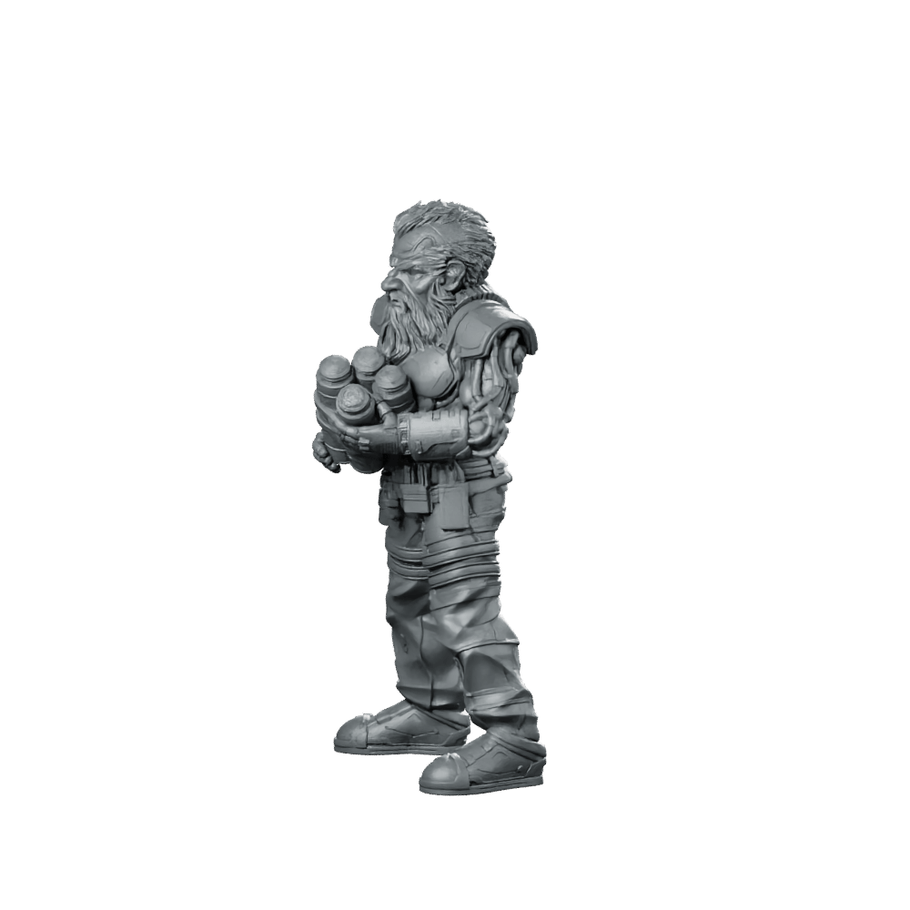Cyber Dwarf Alchemist Miniature Sci - Fi Chemist - Papsikels Miniatures - We Print Miniatures