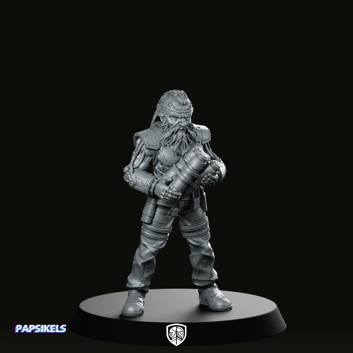 Cyber Dwarf Alchemist Miniature Sci - Fi Chemist - Papsikels Miniatures - We Print Miniatures