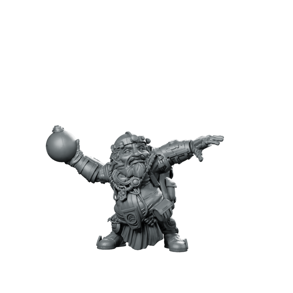 Cyber Dwarf Bomber 1 Miniature Sci - Fi Grenadier - Papsikels Miniatures - We Print Miniatures