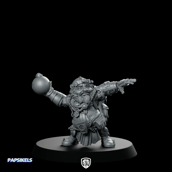 Cyber Dwarf Bomber 1 Miniature Sci - Fi Grenadier - Papsikels Miniatures - We Print Miniatures