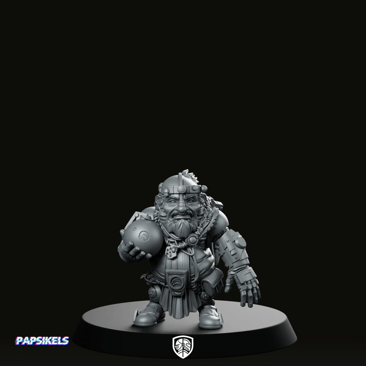 Cyber Dwarf Bomber 2 Miniature Sci - Fi Grenadier - Papsikels Miniatures - We Print Miniatures