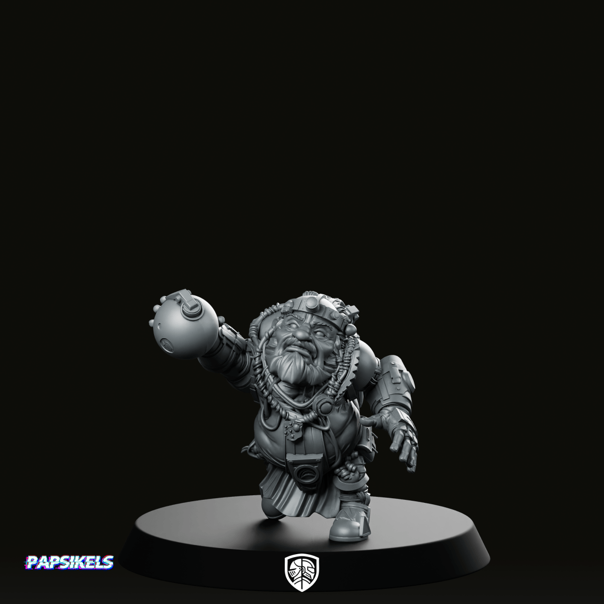 Cyber Dwarf Bomber 3 Miniature Sci - Fi Grenadier - Papsikels Miniatures - We Print Miniatures