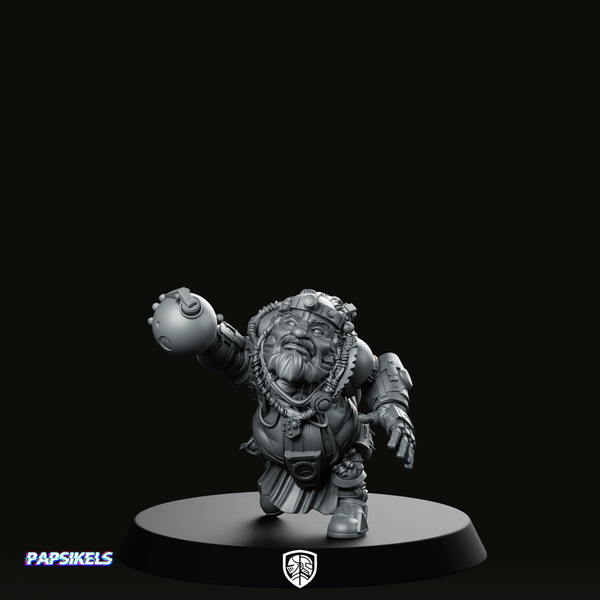 Cyber Dwarf Bomber 3 Miniature Sci - Fi Grenadier - Papsikels Miniatures - We Print Miniatures