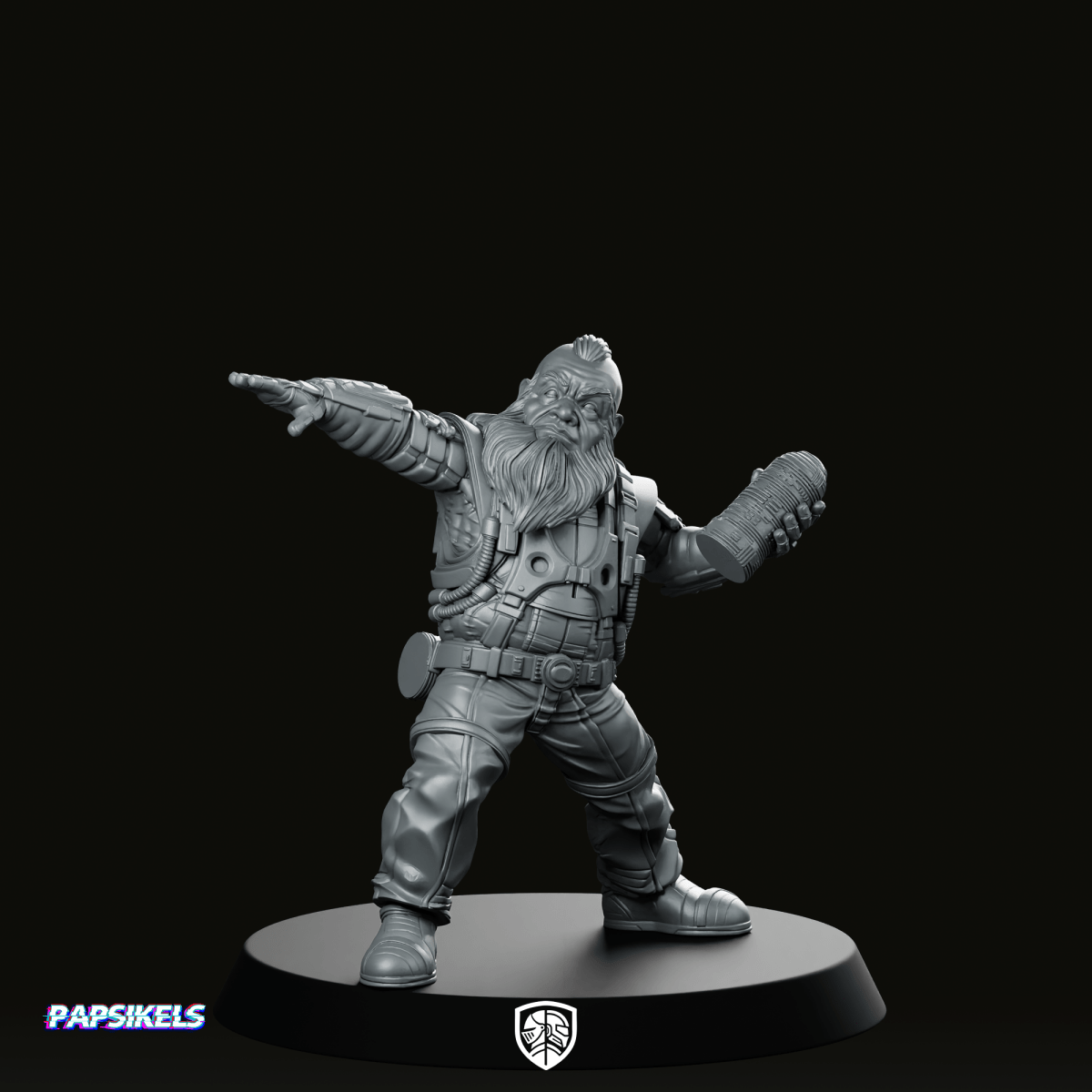 Cyber Dwarf Thrower 1 Miniature Sci - Fi Grenadier - Papsikels Miniatures - We Print Miniatures