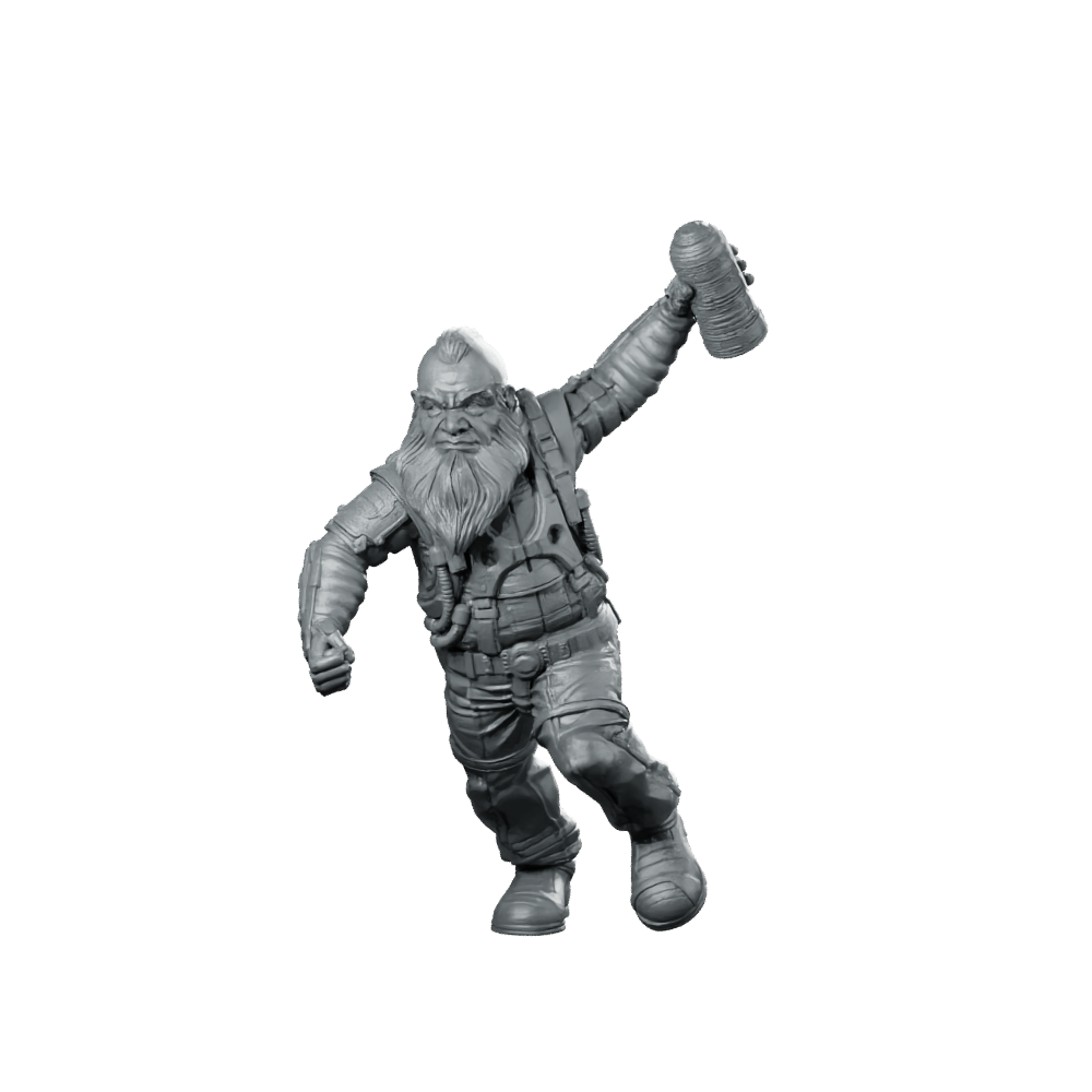 Cyber Dwarf Thrower 2 Miniature Sci - Fi Grenadier - Papsikels Miniatures - We Print Miniatures