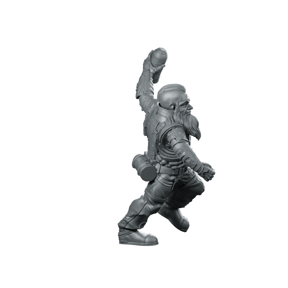 Cyber Dwarf Thrower 2 Miniature Sci - Fi Grenadier - Papsikels Miniatures - We Print Miniatures
