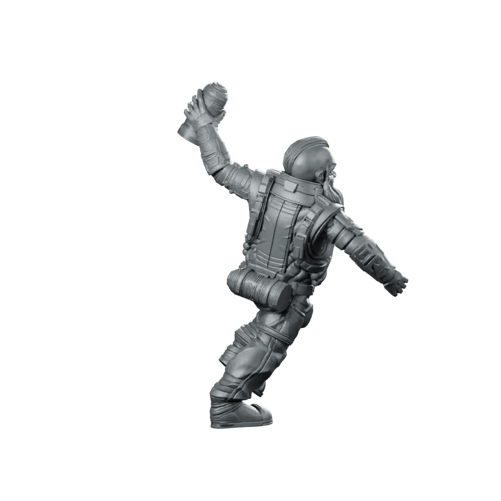 Cyber Dwarf Thrower 2 Miniature Sci - Fi Grenadier - Papsikels Miniatures - We Print Miniatures