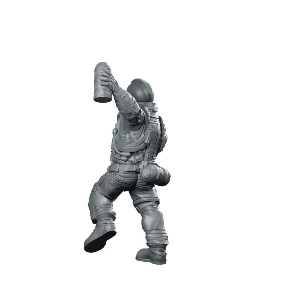 Cyber Dwarf Thrower 2 Miniature Sci - Fi Grenadier - Papsikels Miniatures - We Print Miniatures
