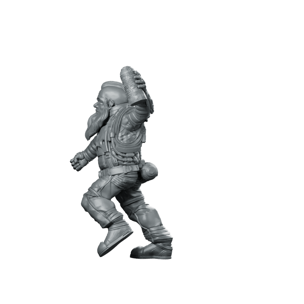 Cyber Dwarf Thrower 2 Miniature Sci - Fi Grenadier - Papsikels Miniatures - We Print Miniatures