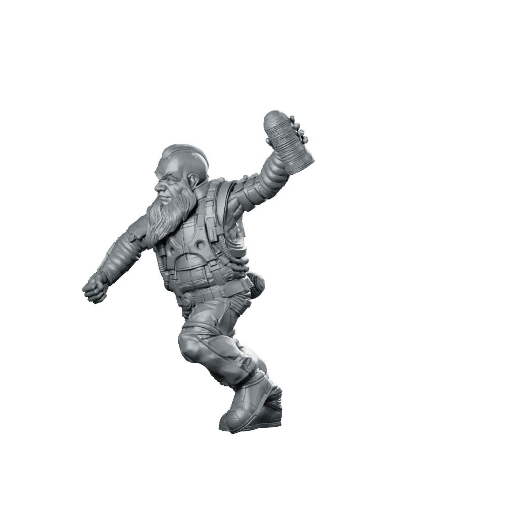 Cyber Dwarf Thrower 2 Miniature Sci - Fi Grenadier - Papsikels Miniatures - We Print Miniatures