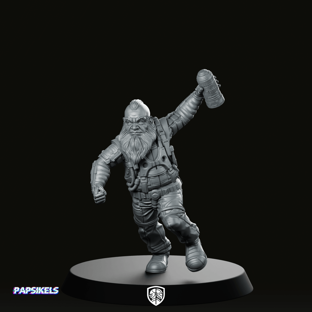 Cyber Dwarf Thrower 2 Miniature Sci - Fi Grenadier - Papsikels Miniatures - We Print Miniatures