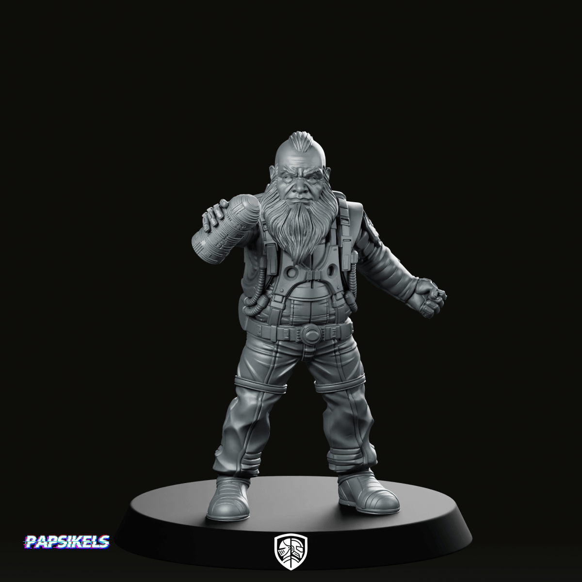 Cyber Dwarf Thrower 3 Miniature Sci - Fi Hacker - Papsikels Miniatures - We Print Miniatures