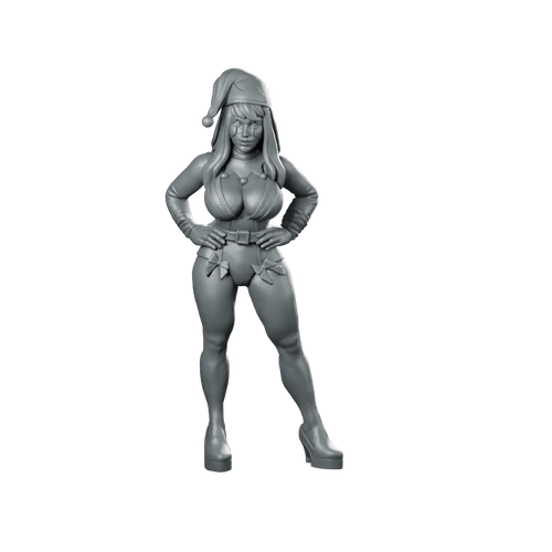 Christmas Cyber Elf Miss Melons Miniature Sci-Fi Pinup Miniature 360 Spin 01