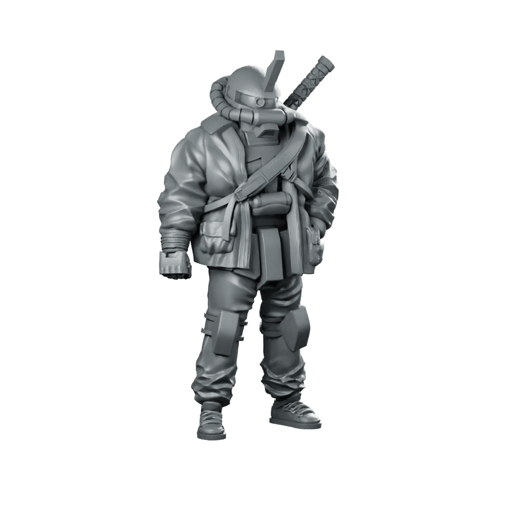 Cyber Mecha Street Punk Gouf 1 Miniature Cyborg - Papsikels Miniatures - We Print Miniatures