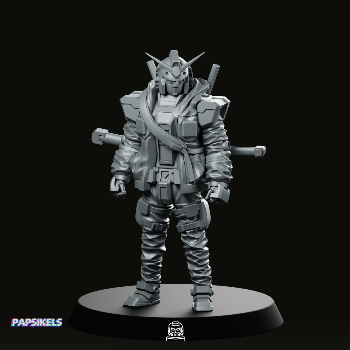 Cyber Mecha Street Punk Rx 78 2 1 Miniature - Papsikels Miniatures - We Print Miniatures