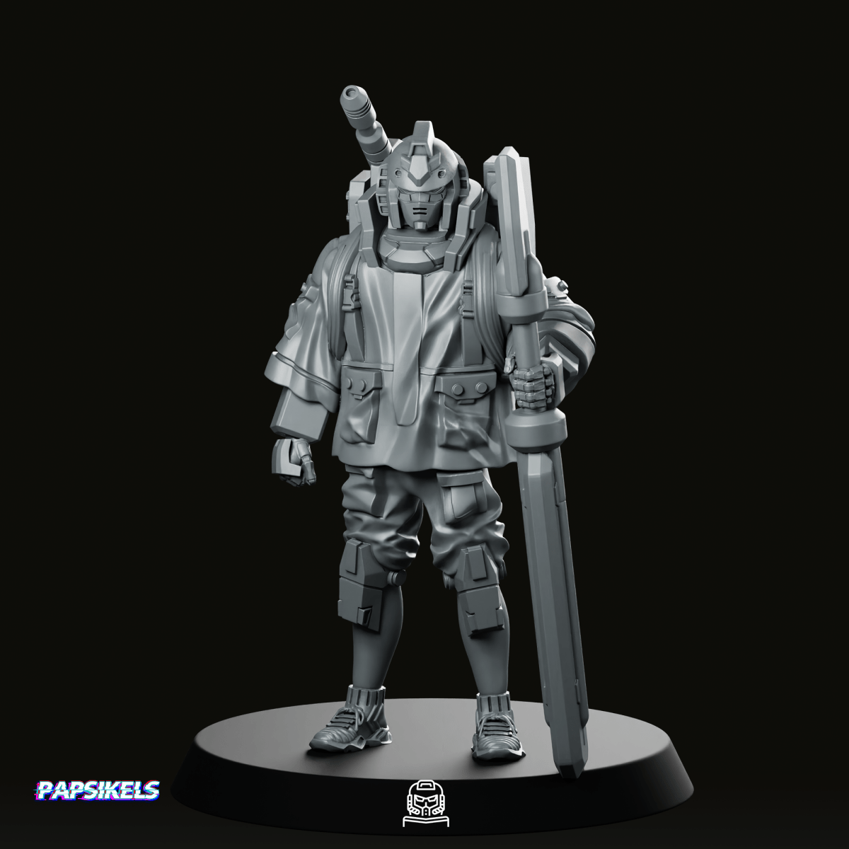 Cyber Mecha Street Punk Rx 78 2 3 Miniature - Papsikels Miniatures - We Print Miniatures