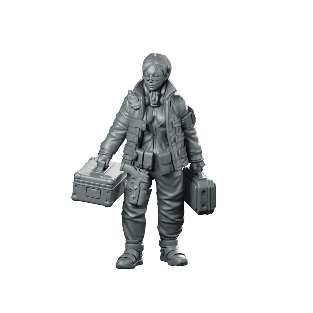 Cyber Medic Jalice Parabyum Miniature Sci-Fi Resin Miniature 360 Spin 01