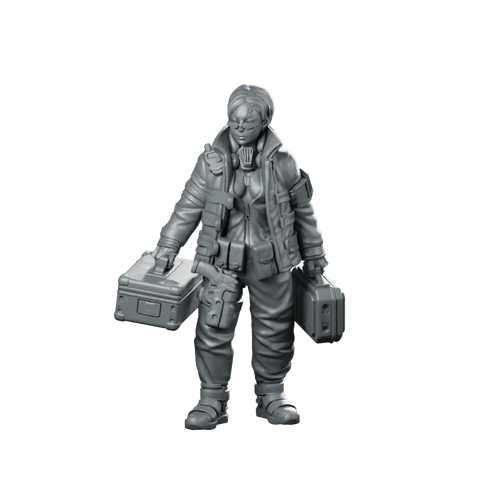 Cyber Medic Jalice Parabyum Miniature Sci-Fi Resin Miniature 360 Spin 01