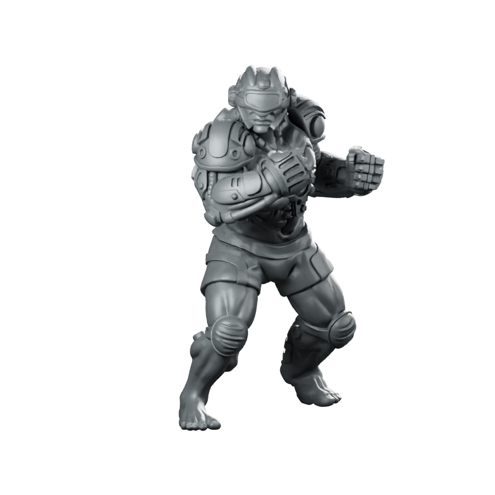 Cyber Mma Fighter Rayu Armoured Trooper Miniature 360 Spin 01